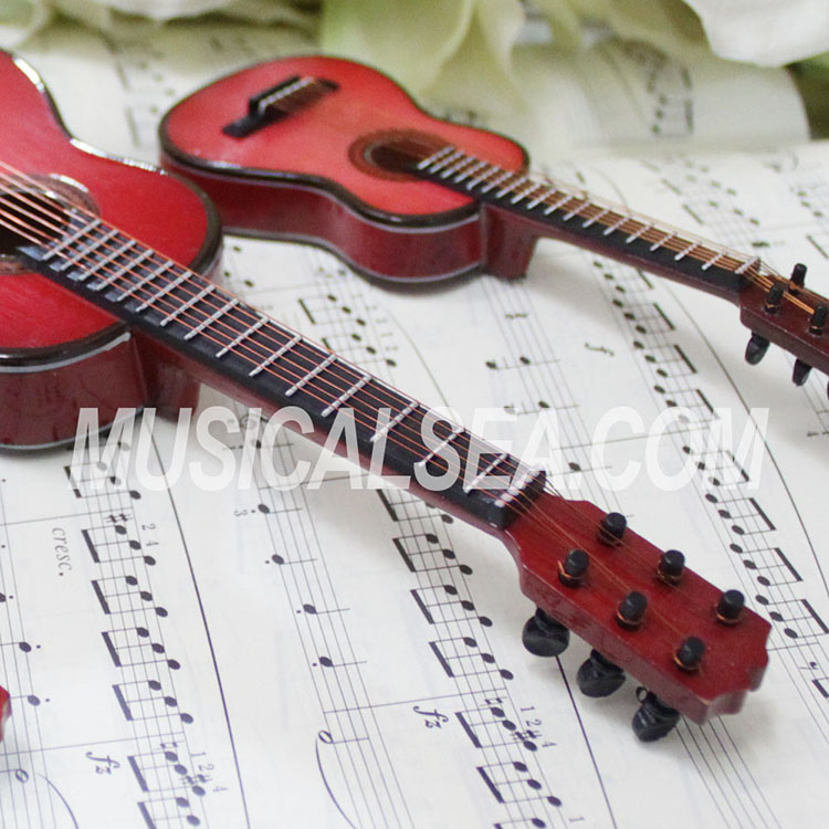 Mini guitar replica for wooden ornament musical instrument model toy for girl